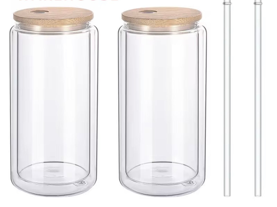 16 oz glass snowglob cup