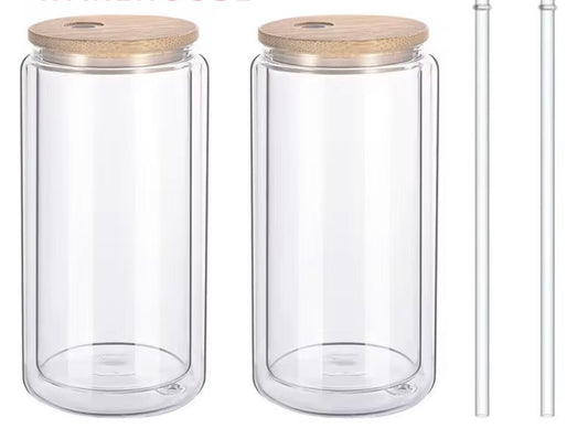 16 oz glass snowglob cup